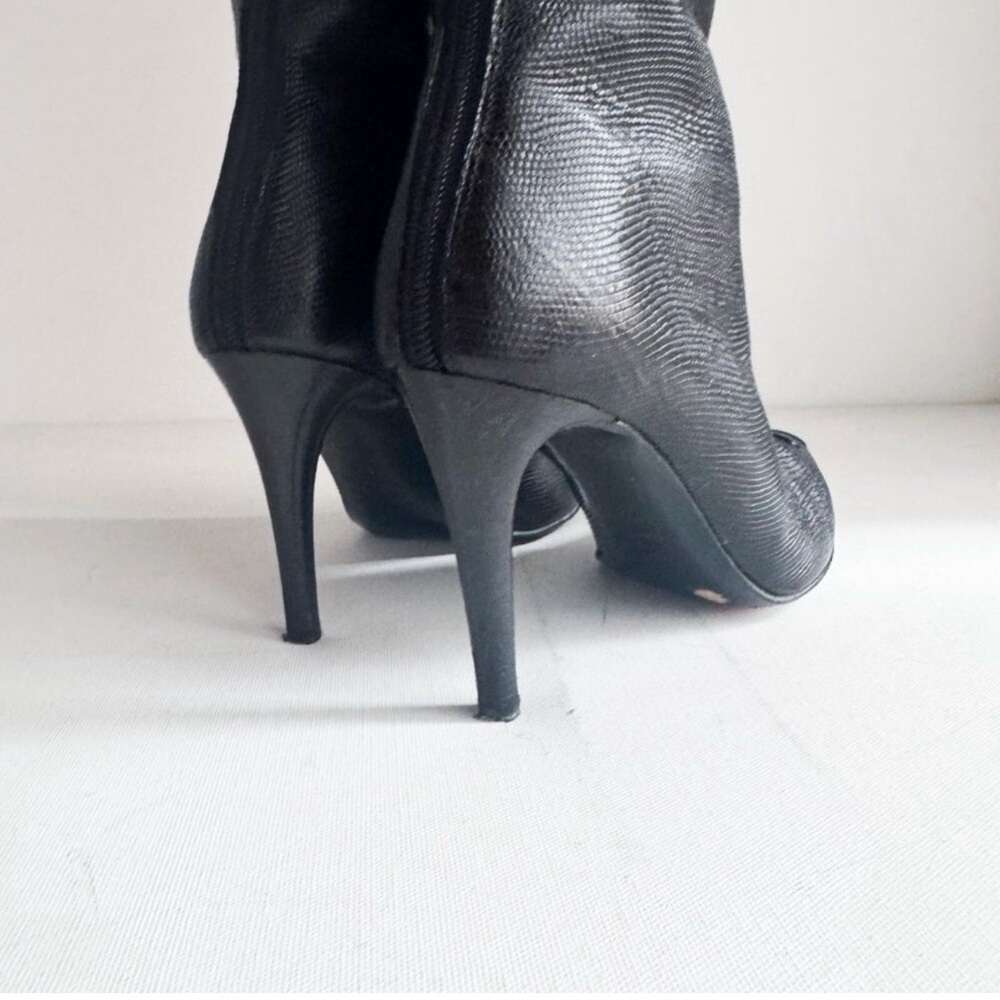 Grigiarancio Tall Lace up detail Leather Sexy Black Boots - Picture 6 of 8